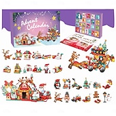 billiga Adventskalender-Jul adventskalender byggklossar för barn julnedräkning present, överraskningsleksak presentask för pojkar flickor ålder 6-12, 6-i-1 jultomten, julgran, tåg &amp;husbyggset, julklapp för barn från 6 år