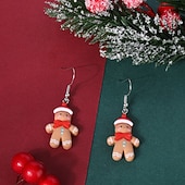 voordelige Dames ringen-schattige peperkoekenmannetje oorbellen met rode sjaal - leuke kerstsieraden als cadeau voor de feestdagen