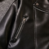 economico Giubbotti di Pelle per Ragazzi-Bambini Ragazzi Giacca in pelle nera Giacca di pelle Capispalla Semplice Manica Lunga Con zip Impermeabile Antivento Cappotto Quotidiano Moda Casual Nero Primavera Autunno 4-12 Anni