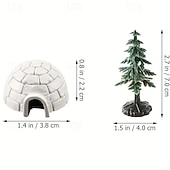 cheap Collectible Figurines-10-Piece Mini Arctic Igloo and Evergreen Tree Figurine Set, Plastic Mini Shelters with Snow-Covered Trees, Mushroom-Themed Garden Decoration Toys, Perfect for Desktop and Bookshelf Displays