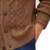 preiswerte Herren Strickjacke-Herren Pullover Strickjacke Gerippt Zopfmuster Stricken Normale Oberteile Gestrickt Einfach Schalkragen Urlaub Mode Lässig Alltagskleidung Bekleidung Frühling &amp; Herbst Schwarz Weiß S M L