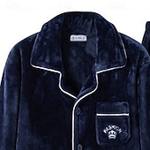 Недорогие Пижамы-Муж. Пижамы пижама Пижамный топ и брюки 1 комплект Графические принты Мода Стиль Классика Дом Повседневные Кровать Флис Полиэстер Сохраняет тепло Комфорт Мягкий Лацкан Длинный рукав Брюки