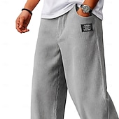 abordables Jambe Droite-Homme Pantalons Pantalon en velours côtelé Pantalons Amples Pantalon de survêtement droit Cordon de serrage Taille Élastique Couleur Unie Confort Longueur complète Quotidien Extérieur Vêtements de rue