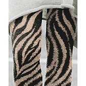 levne -Dámské Legíny Pohodlné legíny Vinobraní Módní Šik ven Plná délka Vysoký pasPantsVánoce Grafika Zebra Potisk Fleece Zahřívací Pohodlný Elastické Venkovní Dovolená ulice Hnědá Podzim Zima Vypasovaný