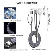 Недорогие Кабели для мобильных телефонов-Необходимый дорожный кабель USB-C 3-в-2, подходящий для зарядки Apple Watch/iPhone 17/мультизарядный кабель Lightning, портативный, предназначенный для iWatch и iPhone 16