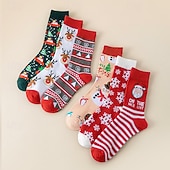 abordables Estilos de Navidad para hombres-Hombre 6 pares Paquetes múltiples Calcetín Calcetines para correr Calcetines informales Calcetines de Navidad Multi Color Color Papá Noel Cada Árbol de Navidad Navidad Vacaciones Deporte Básico Medio