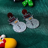 economico Anelli da donna-orecchini a forma di pupazzo di neve – orecchini scintillanti per le feste natalizie con cappello rosso e naso per donna