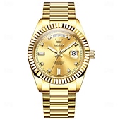 Недорогие Механические часы-OLEVS Мужские механические часы Роскошная мода Камни бизнес Светящийся календарь Водонепроницаемые часы на стальном ремешке