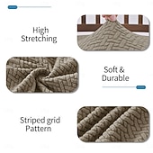 levne Potah na jídelní židli-Potahy na sedadla do jídelny s elastickým žakárovým pruhem a kostkovaným vzorem, dvojitý elastický potah na stoličku s přezkou a jazykem, protiskluzový potah na polštář na židli, sada pro domácí,