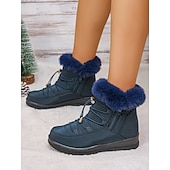 preiswerte Damenstiefel-wasserdichte Schneestiefel für Damen mit Kunstfellfutter – Winterstiefel zum Schnüren mit Reißverschluss und verstellbaren Schnürsenkeln, in mehreren Farben erhältlich