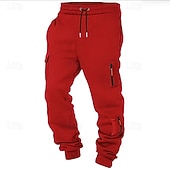 olcso rakomány-Férfi Melegítőnadrágok Kocogó Taktikai nadrág Nadrág Cargo melegítőnadrág Zsinór Zseb Rugalmas derék Sima Mokaszinok Teljes hossz Szabadtéri Hétköznapi Napi Divat Klasszikus stílus Fekete Fehér Nyúlós