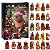 お買い得  アドベントカレンダー-カピバラのアドベントカレンダー、24日間のカピバラのオーナメント、クリスマスカウントダウンギフト、靴下に入れるかわいいカピバラのフィギュア、アドベントカレンダー、漫画のカピバラ人形