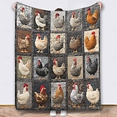 ieftine Pături-pătură vintage confortabilă în carouri cu cocoș, moale și ușoară &amp;farmec rustic pentru toate anotimpurile, cadoul perfect &amp;confort de zi cu zi