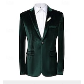 abordables Blazers Classiques pour Hommes-Hommes Manteau d&#039;Hiver Blazers en velours Formel Tenue de soirée Événement / Fête Classique Automne &amp; Hiver Velours Couleur Unie Droit 1 bouton veste Rouge 1 Jaune Bleu Roi Vert foncé