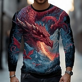 economico Magliette con stampa animale-Per uomo Drago Maglietta Manica Lunga maglietta Stampa 3D Girocollo Camicia Moda Fantasia Streetwear Casuale Quotidiano Giallo Rosso Verde Estate Primavera Abbigliamento S M L XL XXL XXXL
