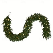 preiswerte LED Lichterketten-Neue 1,5M 1,8M 2,7M Norfolktanne Girlande für Dekorationen LED Lichterkette Künstliche Party-Girlande mit Lichtern für Innendekoration Urlaub Beleuchtung AA-Batteriebetrieb