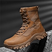 economico Scarponi da trekking-stivali da combattimento impermeabili marroni da uomo con suola ammortizzante e supporto rinforzato alla caviglia, calzature tattiche resistenti per lavoro, escursionismo e campeggio