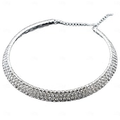 economico Collana da donna-set di gioielli di lusso in argento con strass: collana, bracciale e orecchini con cristalli scintillanti a goccia per donna