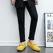 ieftine Loafers casual-Bărbați Mocasini &amp; Balerini Retro Mărime Plus Size Plimbare Casual Zilnic PU piele Comfortabil Cizme înalte Loafer Galben Roz Mov Deschis