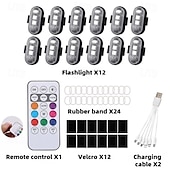 ieftine Lumini decorative-Lumini stroboscopice wireless cu telecomandă pentru motocicletă și mașină, LED-uri, 8 culori, anti-coliziune, încărcare USB, impermeabile, lumini de avertizare de urgență interioare pentru camion,