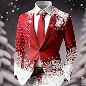 abordables Atuendo para escena navideña-Hombre chaqueta Abrigo Navidad Casual Casual / Diario Casual Otoño invierno 100% Poliéster Copo Impresión 3D Botones Mantiene abrigado Cómodo Botonadura Simple Chaqueta de sport A B C D