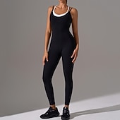 abordables Ensembles et Combinaisons-Women's Sports Bras Workout Sets Yoga Outfits Solid Color Clothing Suit ArmyGreen Black Gym Workout Stretchy Breathable Sleeveless Sport Activewear Slim