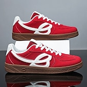 abordables Baskets-Homme Chaussures Décontractées Marche Occasionnel Daim Toile Confortable Antidérapant Respirant Mocassin Rouge Bleu Beige