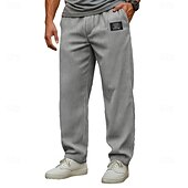 cheap Straight Leg-Men's Trousers Corduroy Pants Baggy Pants Straight Leg Sweatpants Drawstring Elastic Waist Solid Color Comfort Full Length Outdoor Daily Streetwear Vacation Fashion Black Navy Blue Micro-elastic