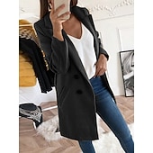 voordelige Winterjassen-Dames Winterjas Comfortabel Ademend Zak Knop Casual Effen Vakantie Straat Casual Alledaagse kleding Enkele rij knopen Lang Strijkijzer Normale pasvorm Lange mouw bovenkleding Zwart Geel Rood Lente