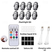 ieftine Lumini decorative-Lumini stroboscopice wireless cu telecomandă pentru motocicletă și mașină, LED-uri, 8 culori, anti-coliziune, încărcare USB, impermeabile, lumini de avertizare de urgență interioare pentru camion,