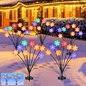 זול אורות נוף-2 יח' Lights 8-ראשיים סולאריים חיצוניים עמידים במים בצורת פתית שלג מנורת תלוית כובע украшение для сада וגן