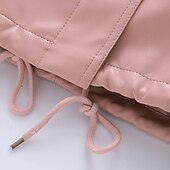 olcso Lányok bőrdzsekik-Gyerekek Lány Fekete bőrdzseki Jakna Tömör szín Divat Cipzár Zseb Szabadtéri Kabát Felsőruházat 4-12 év Ősz Fekete Arcpír rózsaszín