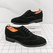 ieftine Brogue pantofi-Pantofi de mireasă brogue maro închis pentru bărbați, din piele ecologică – pantofi de mireasă clasici și sofisticați pentru miri