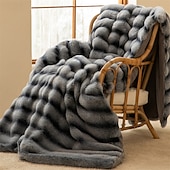 cheap Blankets &amp; Throws-Luxury Thick Rabbit Fur Blanket Soft Plush Throw for Sofa Bed or Office Nap Warm Flannel Blanket