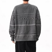 preiswerte Herren Strickjacke-Herren Weihnachtspullover Strickjacke Kurzer Pullover Strickpullover Gerippt Stricken Normale Oberteile Button-Down Geometrisch Rundhalsausschnitt Mode Klassisch Urlaub Alltagskleidung Bekleidung