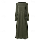 economico Felpe ed abiti sportivi-Per donna Abito Midi Abito con Cappuccio Vestito Casual Moderno Vacanza Uscire Vestibilità regolare Semplice Manica Lunga Girocollo Nero Verde militare Rosso Viola Autunno Inverno