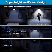 cheap Ground Lights-Solar Lights Outdoor PIR Motion 1 Pack, Solar Floodlight, Stay On or Motion Sensor Mode, Dusk to Dawn Security Light, Landscape Spotlights for Garage Fence Driveway Solar Powered