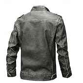 economico Giacca in ecopelle-Per uomo Giacca in Ecopelle Giacca Cargo Giacca Casual Giacca da Moto Vacanza Quotidiano Caldo Tasca Inverno Semplice Moda Classico Collo alla coreana Regolare Nero Marrone Cachi Giacca