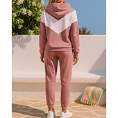 economico Tute da ginnastica-Per donna Tuta da Ginnastica Tuta da Jogging Set di tute da ginnastica Con cappuccio Blocco di colori Completo Abbigliamento Autunno Nero Rosa All'aperto Viaggio Sportivo Caldo Manica Lunga Sport