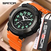 abordables Montres à quartz-Montre à quartz pour femmes et hommes SANDA grand cadran montre de sport à la mode montre lumineuse étanche en silicone
