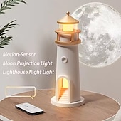 cheap Room Decor Lights-Moon Lamp Projection Lighthouse Lamps Night Light Remote Control Bluetooth Music Motion Ambient Lights Xmas Birthday Valentine's Day Gift