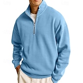 baratos Suéteres básicos-Homens Moletom Estacionar Moletom com zíper Azul Claro Colarinho Clerical Meio Zíper Tecido Zíper Casual Diário Desportos e Ar livre Roupa de rua Legal Roupa de Esporte Primavera &amp; Outono Roupa