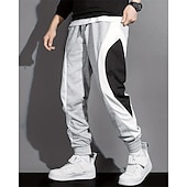 Χαμηλού Κόστους Αθλητικά παντελόνια-Ανδρικά Αθλητικές Φόρμες Τζόγκκερ Παντελόνια Κορδόνι Τσέπη Ελαστική μέση Συνδυασμός Χρωμάτων Γράμμα Άνεση Υπαίθρια Αθλήματα Καθημερινά Μοντέρνα Καθημερινό Μαύρο Γκρίζο Μικροελαστικό