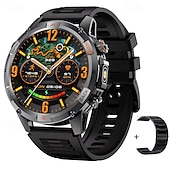 رخيصةأون ساعات ذكية-ساعة ذكية 2025 بنظام تحديد المواقع العالمي (GPS) بشاشة 1.46 بوصة مزودة ببوصلة ومصباح يدوي وبلوتوث ومكالمات وبطارية 580 مللي أمبير في الساعة ومقاومة للماء وتتبع اللياقة البدنية وساعة رياضية ذكية