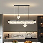 ieftine Candelabre din cristal-Candelabru oval cu LED negru, lumină de tavan inelară modernă suspendată pentru insulă de bucătărie, bar restaurant, corp de iluminat cu pandantiv cu lumină variabilă tricoloră 3000k-6000k