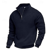 abordables Sweat-shirts basiques-Homme Sweat-shirt Sweat-shirt quart de fermeture éclair Gris Clair Demi-zip Uni Jacquard Quotidien Sport &amp; Loisir Fête Polyester Streetwear Basique Occasionnel Printemps Automne Vêtement Tenue Pulls