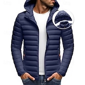 voordelige Heren donsjassen &amp; parka's-Voor heren Winterjas Pufferjas Gewatteerde jas Zak Polyester Vakantie Alledaagse kleding Afspraakje Normaal Modieus Casual Comfortabel Thermisch Warm Winter Effen / effen kleur Zwart Wit Geel Rood