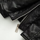billiga Jackor i konstläder-Dam Imitationsläderjacka Bekväm Dragkedja Modern Ledigt Slät Semester Ledigt Utekväll Helgen Normal Hög krage Normal Långärmad Ytterkläder Svart Brun Höst Vinter