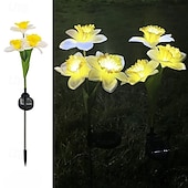cheap Ground Lights-Solar Lights, 3-Head-Daffodil Flower Solar Lights, Landscape Lights, LED Outdoor Solar Powered Garden Lights, Waterproof Flower Lights, Landscape Stake Light for Yard, Pathway, Patio Decor
