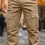 Χαμηλού Κόστους Στρατιωτικά παντελόνια-Ανδρικά Παντελόνια με τσέπες Παντελόνι Cargo Παντελόνι εργασίας Ελαστική μέση Πολλαπλή τσέπη Ισιο πόδι Σκέτο Πλήρες μήκος Δουλειά Διακοπές Εθνοτικό στυλ Μαύρο Πράσινο Χακί Ανελαστικό